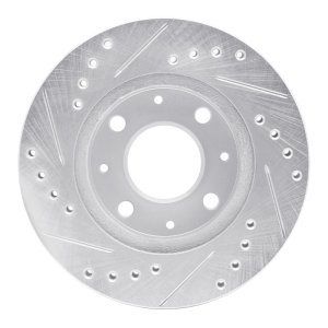 Honda Insight Brake Rotor (1) - Front Right - R1 Concepts - Drilled & Slotted - Silver - `84-`06